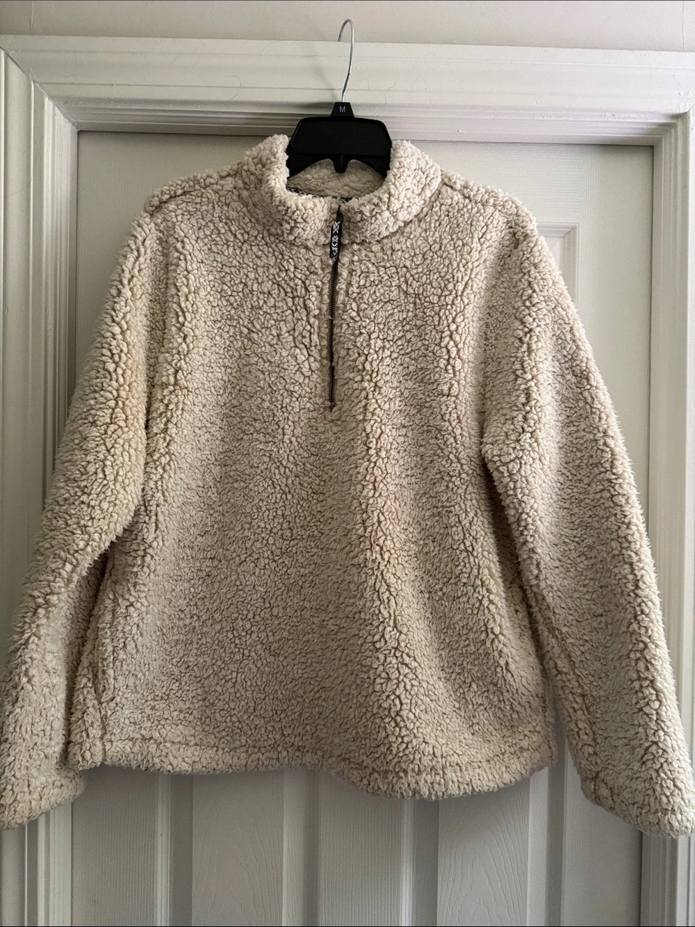 Cozy Cream Sherpa Half-Zip Pullover Sweater - Size XL